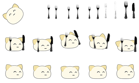 ナイフとフォーク（黒）を持ったかがわ
