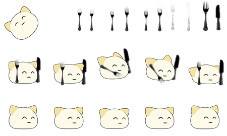 ナイフとフォーク（黒）を持ったかがわ