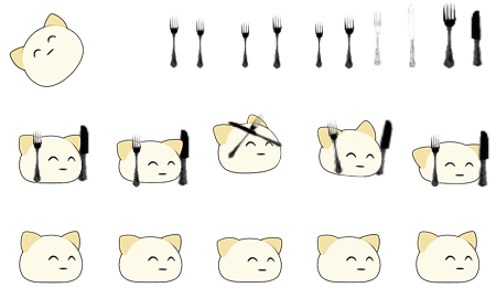 ナイフとフォーク（黒）を持ったかがわ
