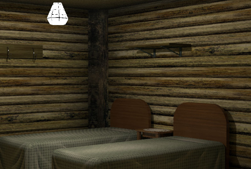 【Pli-log】【背景】丸太小屋のツインベッドルーム