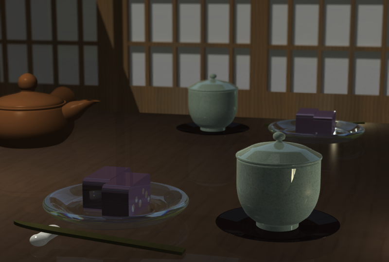背景 羊羹とお茶